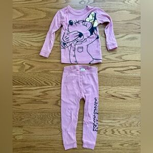 GAP Minnie Mouse Cotton Pink Pajama Set Comfortable Sleepwear 3T